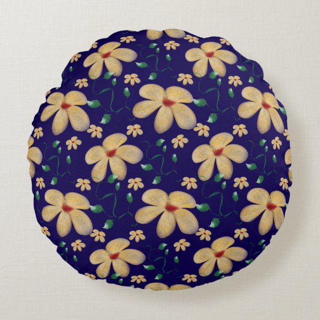 Watercolor Botanical Seamless Pattern   Round Cushion (Front)