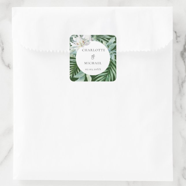 Watercolor Botanical Spring Wedding   Square Sticker (Bag)