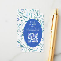 Watercolor Botanical Star David Bar Bat Mitzvah QR