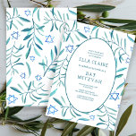 Watercolor Botanical Star of David Bar Bat Mitzvah Invitation<br><div class="desc">Perfect card to announce a bat mitzvah, bar mitzvah or other Jewish celebration! Hand made watercolor art for you on the front and back side! FULLY CUSTOMIZABLE! Click on “Personalise” above to edit the text. Click "edit using design tool" to adjust the fonts, colours and placements and to delete the...</div>