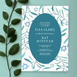 Watercolor Botanical Star of David Bar Bat Mitzvah Invitation<br><div class="desc">Perfect card to announce a bat mitzvah, bar mitzvah or other Jewish celebration! Hand made watercolor art for you on the front and back side! FULLY CUSTOMIZABLE! Click on “Personalise” above to edit the text. Click "edit using design tool" to adjust the fonts, colours and placements and to delete the...</div>