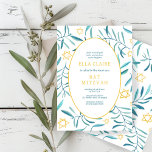 Watercolor Botanical Star of David Bar Bat Mitzvah Invitation<br><div class="desc">Perfect card to announce a bat mitzvah, bar mitzvah or other Jewish celebration! Hand made watercolor art for you on the front and back side! FULLY CUSTOMIZABLE! Click on “Personalise” above to edit the text. Click "edit using design tool" to adjust the fonts, colours and placements and to delete the...</div>