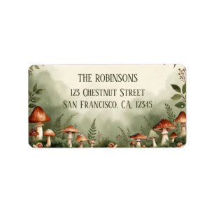 Watercolor Botanical Toadstool Mailing Stickers