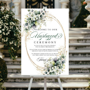 Watercolor Botanical Unplugged Ceremony Wedding Poster