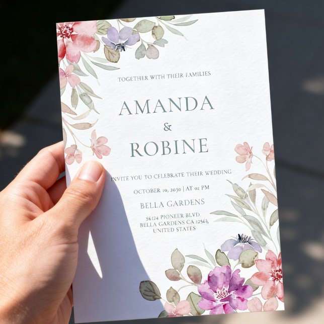 Watercolor Botanical Wedding Invitation (Creator Uploaded)