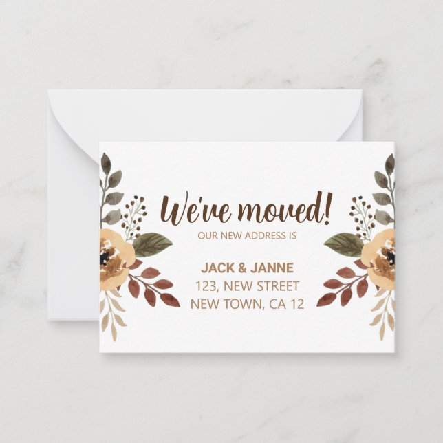 Watercolor Botanical We've Moved Announcement Card (Front)