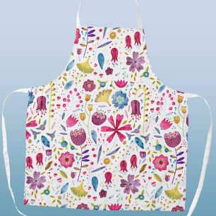 Watercolor Botanical Wildflower Art Apron