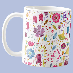 Watercolor Botanical Wildflower Hedgerow Painting Coffee Mug