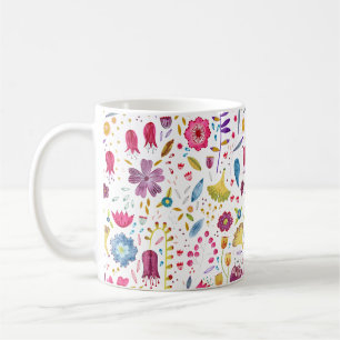 Watercolor Botanical Wildflower Hedgerow Painting Coffee Mug