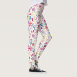 Watercolor Botanical Wildflower Hedgerow Painting Leggings<br><div class="desc">A pretty modern watercolor painting of flowers and leaves in rich autumn colours scattered on a white background.</div>