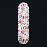Watercolor Botanical Wildflower Hedgerow Painting Skateboard<br><div class="desc">A pretty modern watercolor painting of flowers and leaves in rich autumn colours scattered on a white background.</div>