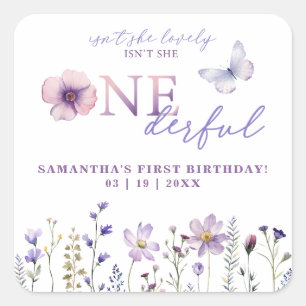 Watercolor Botanical Wildflowers Birthday Sticker