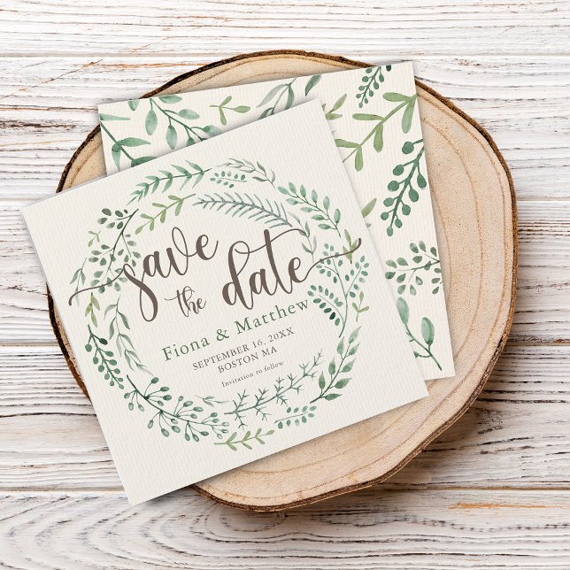 Watercolor Botanical Wreath Save The Date (Watercolor Botanical Wreath Save The Date)