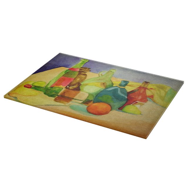Watercolor Bottles Cutting Board (Corner)