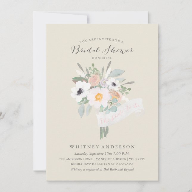 Watercolor Bouquet Bridal Shower Invitation (Front)