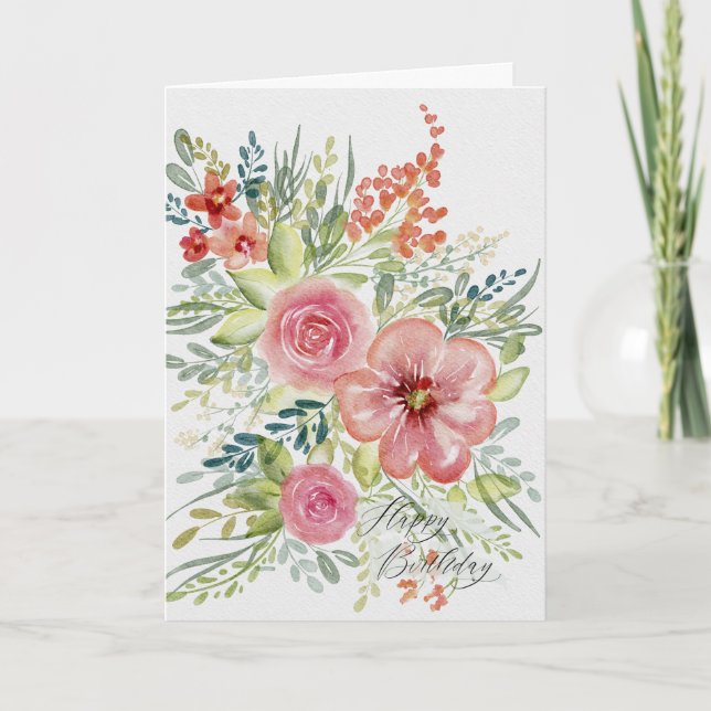 Watercolor bouquet floral card (Front)