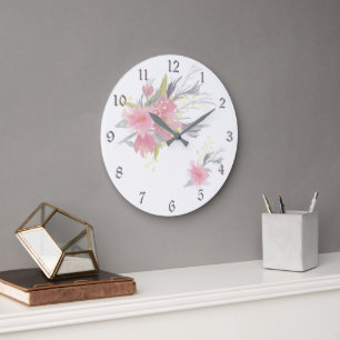 Watercolor Bouquet Floral Large Clock