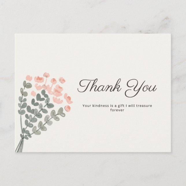 Watercolor Bouquet Floral Thank You Postcards (Front)