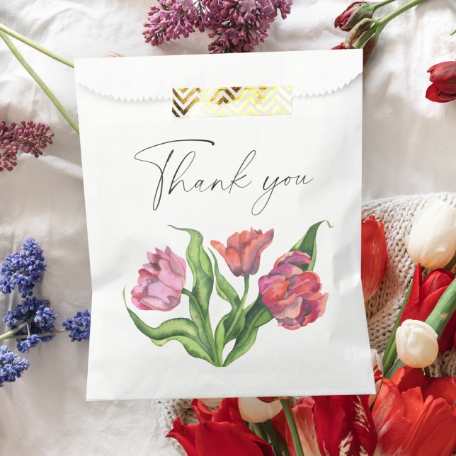 Watercolor bouquet flowers Thank You Favour Bags (Creator Uploaded)