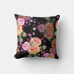 Watercolor bouquet flowers with flowers haricot on cushion