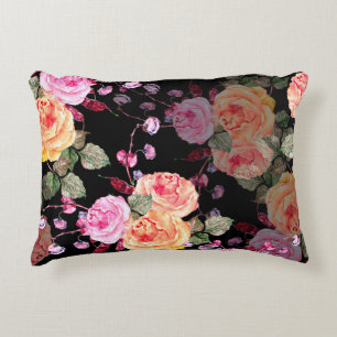 Watercolor bouquet flowers with flowers haricot on decorative cushion