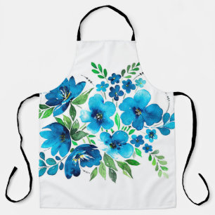 Watercolor bouquet in light blue colours, tender f apron