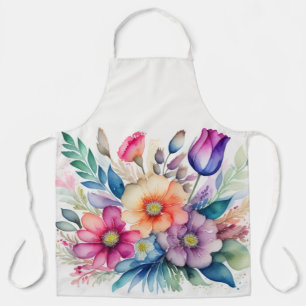 Watercolor Bouquet of Flowers Apron