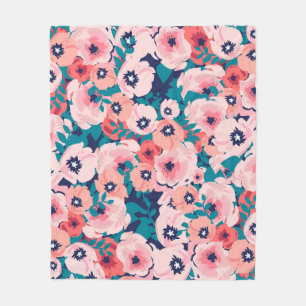 Watercolor bouquet of flowers seamless pattern fleece blanket