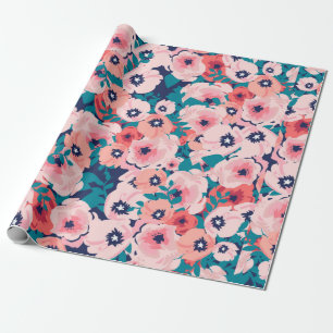 Watercolor bouquet of flowers seamless pattern wrapping paper