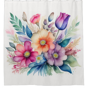 Watercolor Bouquet of Flowers Shower Curtain
