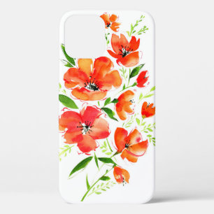 Watercolor bouquet of ornamental poppy flowers iPhone 12 case