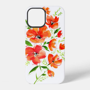 Watercolor bouquet of ornamental poppy flowers iPhone 12 case