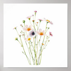 Watercolor bouquet of wildflowers poster