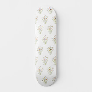 Watercolor bouquet of wildflowers skateboard