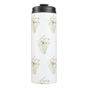 Watercolor bouquet of wildflowers thermal tumbler
