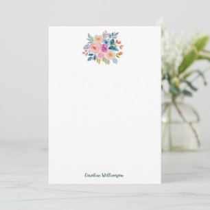 Watercolor Bouquet Personalized Script Minimalist Card