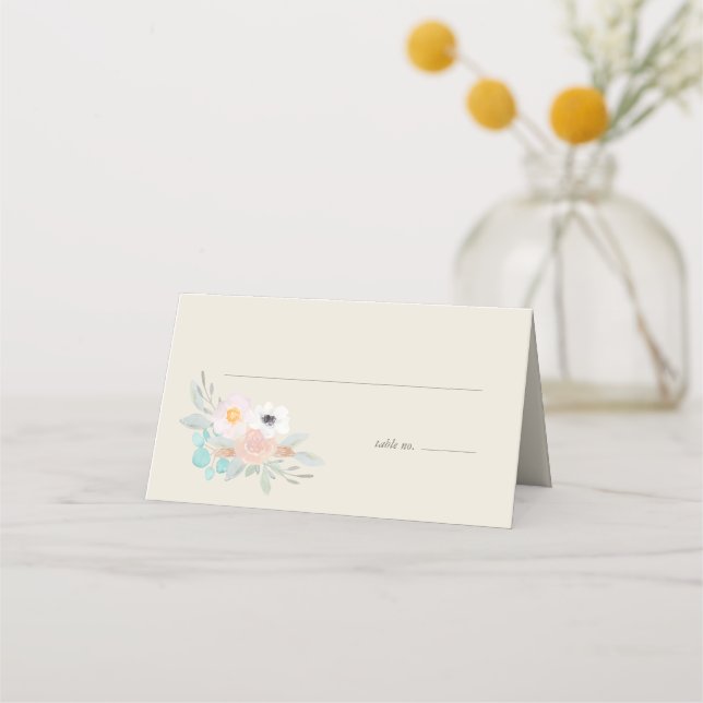 Watercolor Bouquet, placecards (Front)