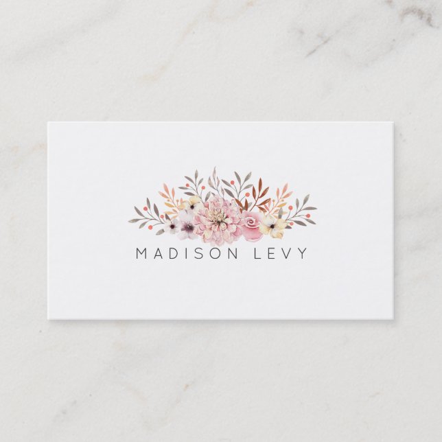 Watercolor Bouquet Simple Elegant Business Cards (Front)