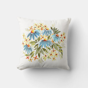 Watercolor bouquet, tender daisies illustration. cushion
