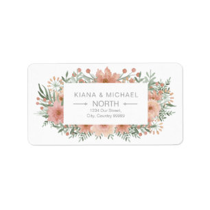 Watercolor Bouquet Wedding Blush ID654 Label