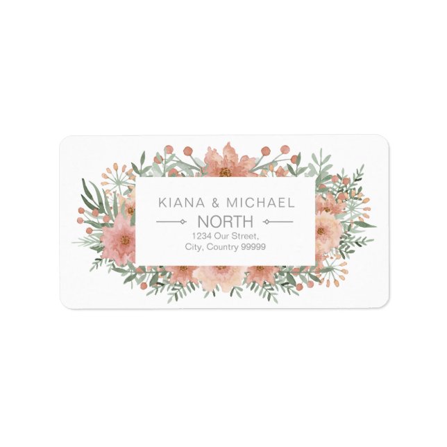 Watercolor Bouquet Wedding Blush ID654 Label (Front)