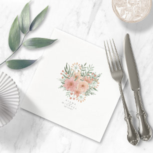 Watercolor Bouquet Wedding Blush ID654 Napkin