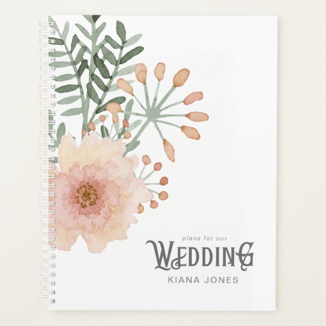 Watercolor Bouquet Wedding Blush ID654 Planner (Front)