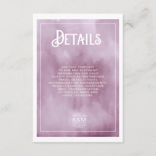 Watercolor Bouquet Wedding Details Lilac ID654 Enclosure Card (Front)