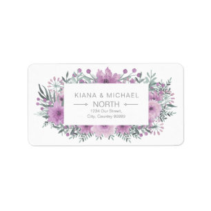 Watercolor Bouquet Wedding Lilac ID654 Label