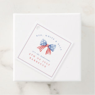 Watercolor Bow 4th of July Barbecue Sophisticated Favour Tags
