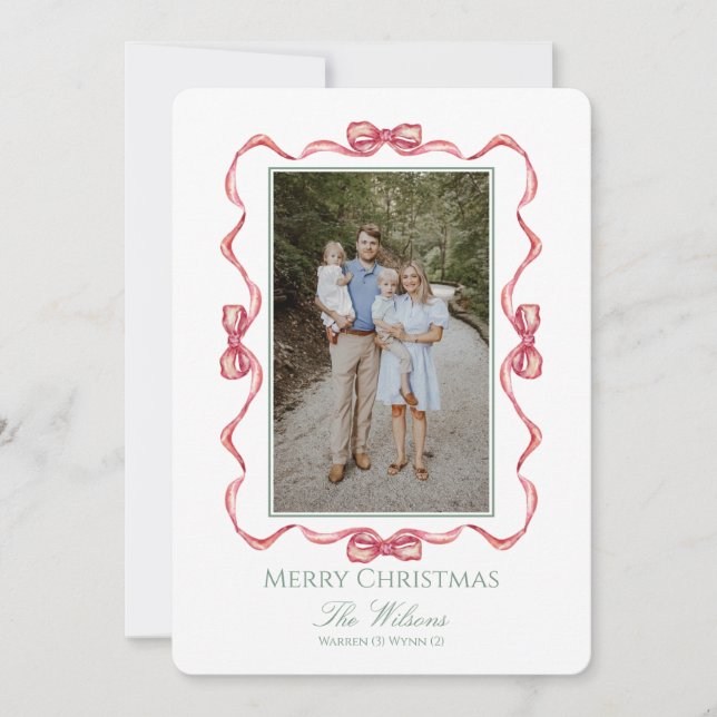 Watercolor Bow Christmas Card (Front)