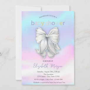 Watercolor Bow Holographic Baby Shower  Invitation