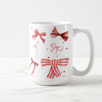 Watercolor Bow Mug in Reds and Pinks