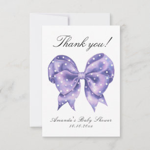 Watercolor Bow Polka Dot Baby Shower Thank you Card